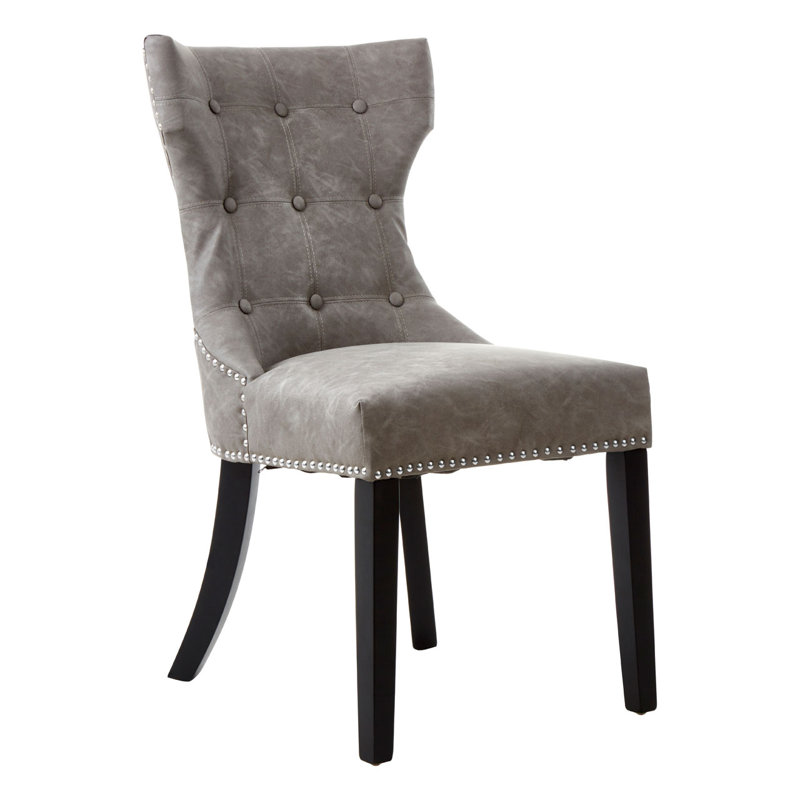 Moura 50.5cm H Tufted Upholstered Side Chair in Grey