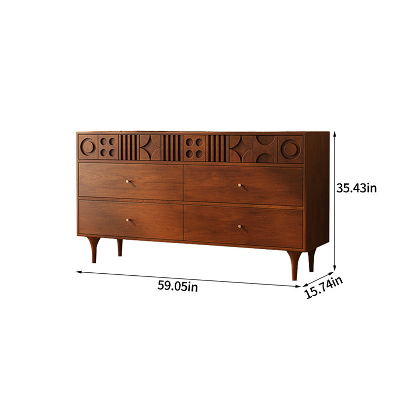Commode d'appoint rétro, H 35,43 po x l 59,05 po x P 15,74 po