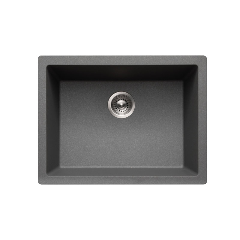 Évier de cuisine en composite de granite moka 24 pouces Houzer Quartztone - G-300U MOCHA, Ardoise