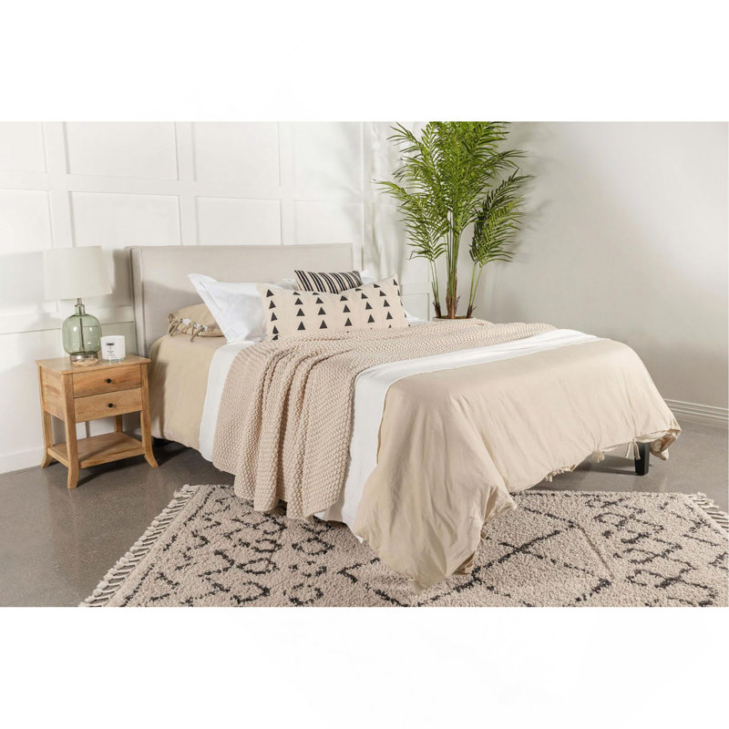 Sand Headboard With Flange Details, Sand, Full / Queen