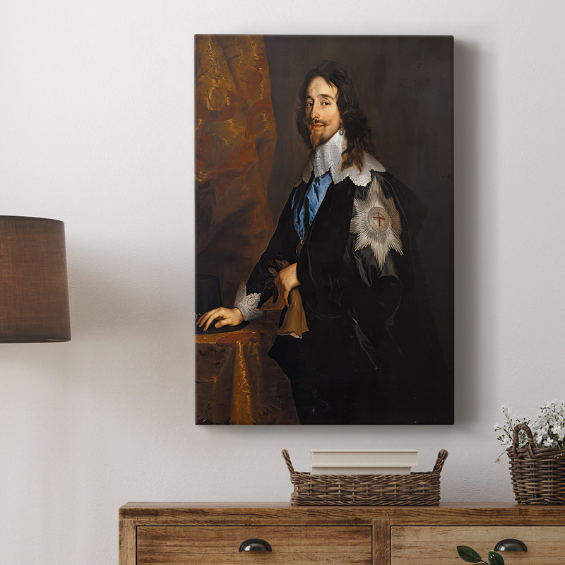 Le roi Charles Ier, avec l'ordre de la jarretière, toile tendue par Anthony Van Dyck, 8 x 12