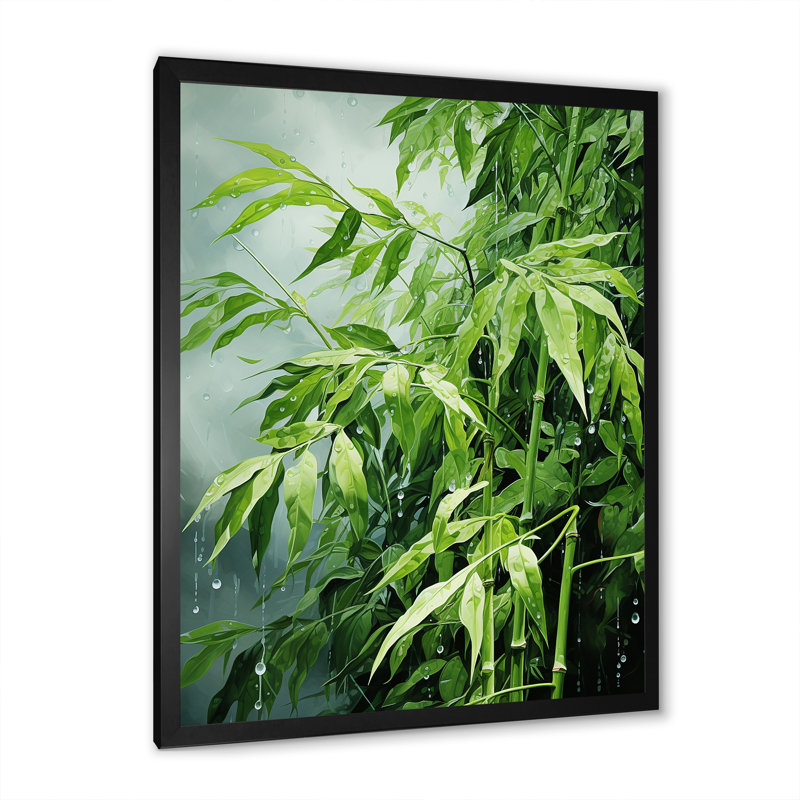«Japon, bambou, zénith, sérénité», sur toile, Cadre simple noir, H 20 po x l 12 po x P 1 po