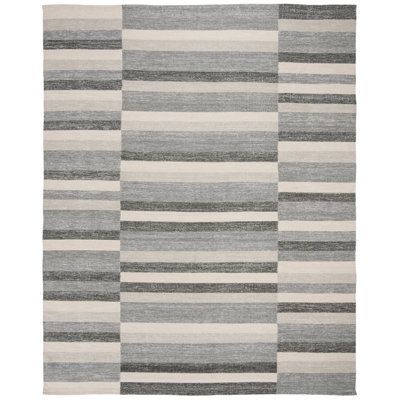 Tapis gris en coton tissé à plat à la main Whittlesey