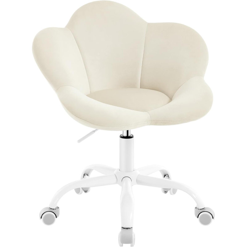 Velvet Office Chair, White