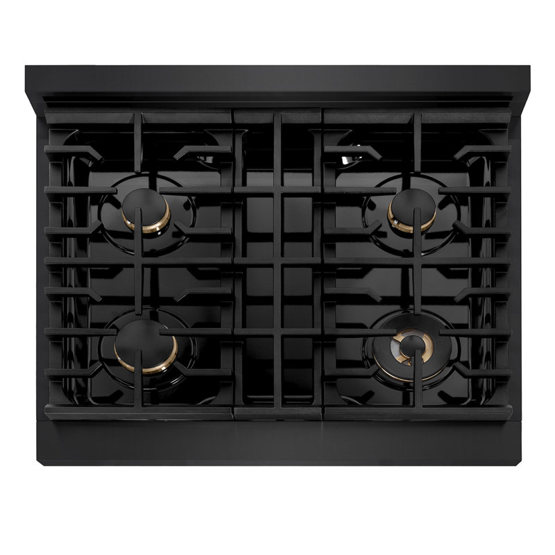 ZLINE 30 in. Paramount Gas Rangetop with 4 Brass Burners in Black Stainless Steel