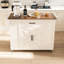Îlot de cuisine sur roulettes de 46 po avec rangement et prise de courant - Table de bar rustique mobile, plateau en bois avec tablette et tiroir réglables pour la cuisine, le salon et la salle à manger, blanc