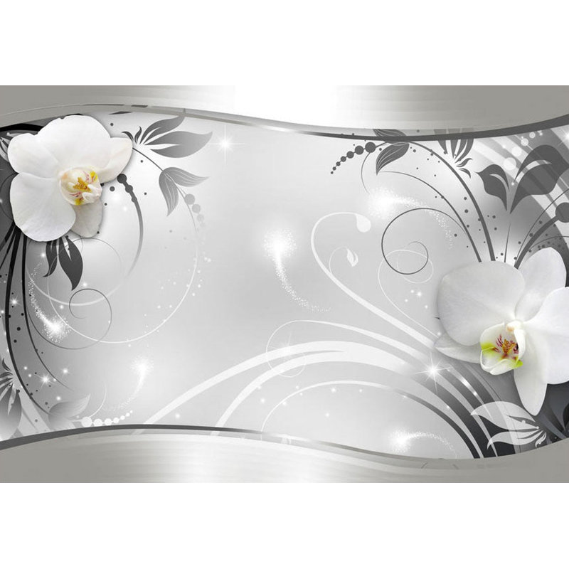 Peel & Stick Glam Wall Mural - Silver Abstract, 100" L x 135" W
