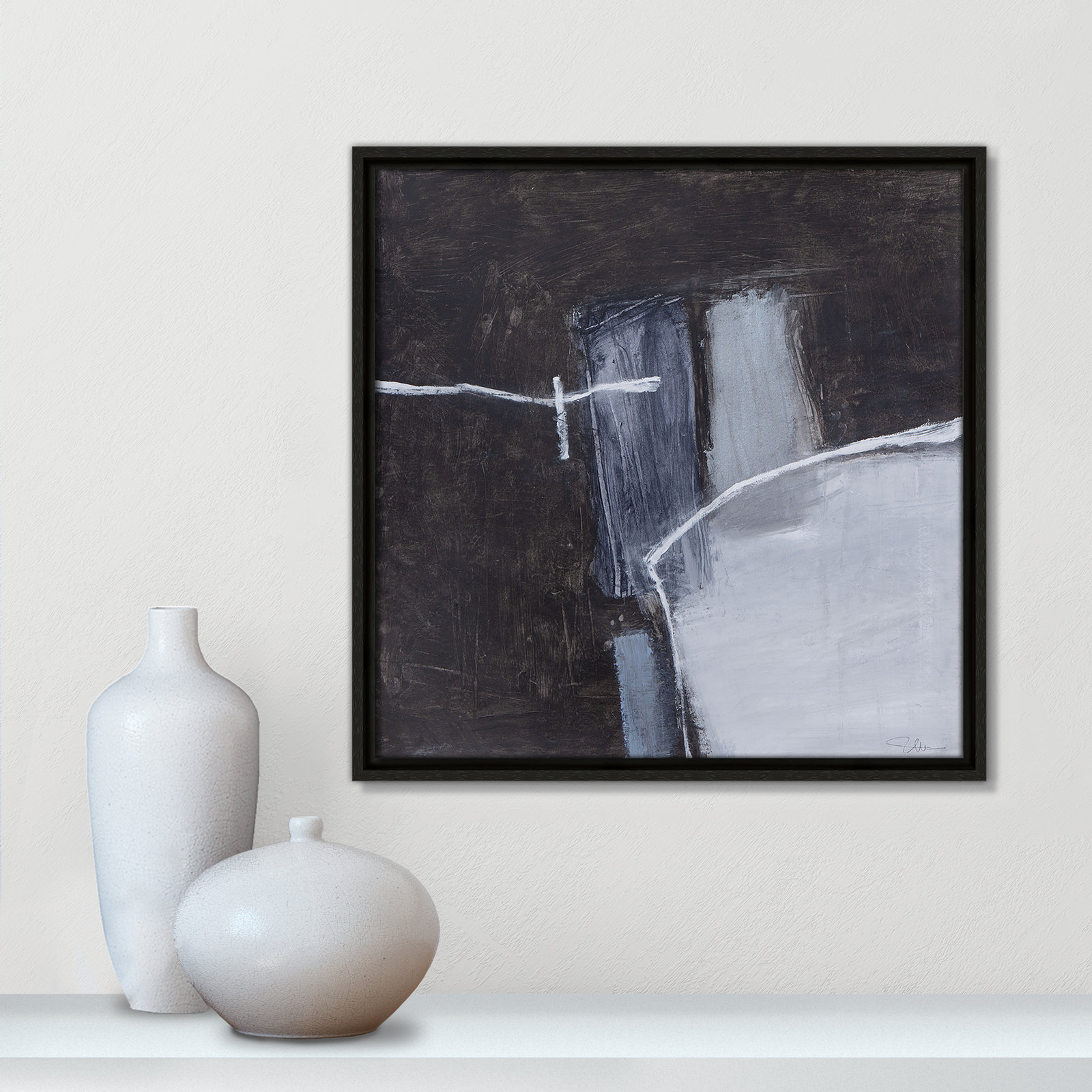 Graphite Gemstones Collection "Graphite Gemstones I" Print, Espresso, 17.5" H x 17.5" W