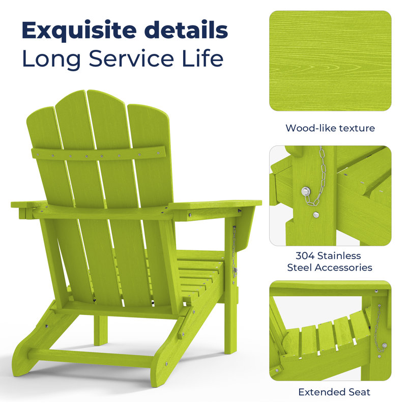 Chaise Adirondack pliante en plastique Wolak, Pomme