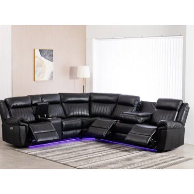 Arvard Faux Leather Power Reclining L-Shaped Sectional Left Hand Facing