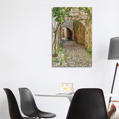 France, Saint-Cirq Lapopie. Tunneled Walkway 1 Piece Wrapped Canvas Wall Art