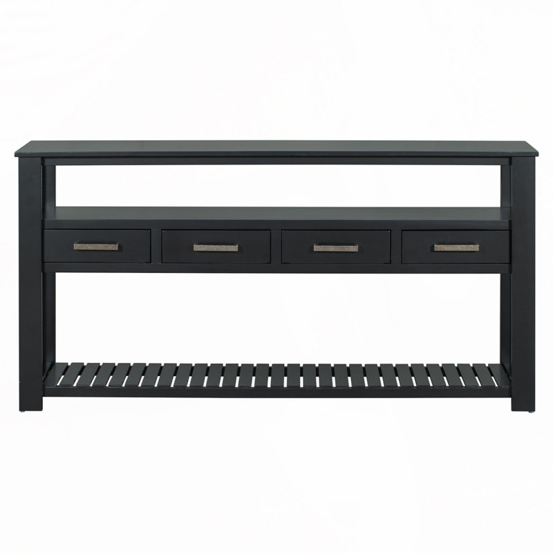 Console avec 4 tiroirs et 2 tablettes, Noir