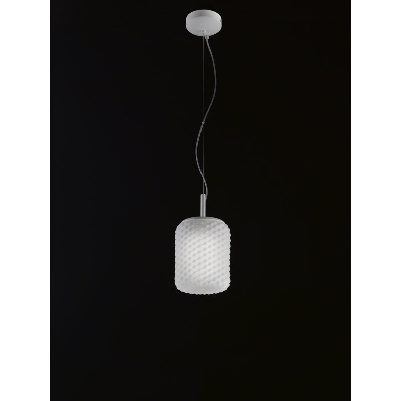 Domino 1 - Light White Cylinder Pendant, White, 26cm H x 15cm W x 15cm D