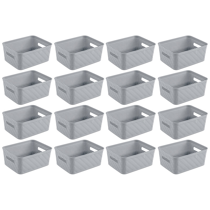 Plastic General Basket Set, 15 quarts, 16 Pack and Short