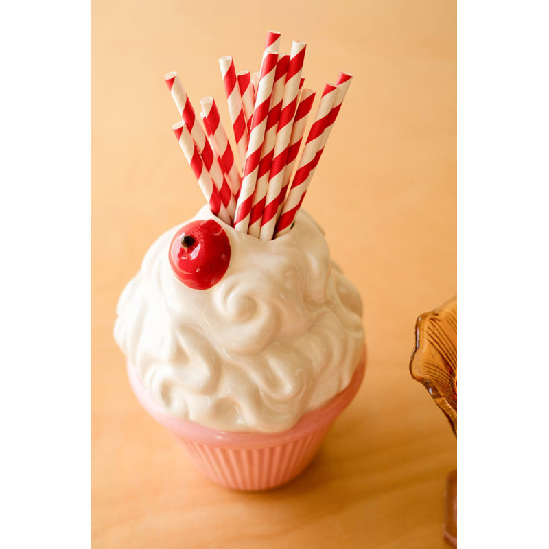  Vase en céramique rose 7 "H Cupcake