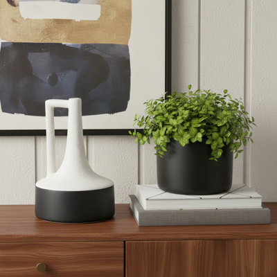 Vase en céramique 10 "noir et blanc