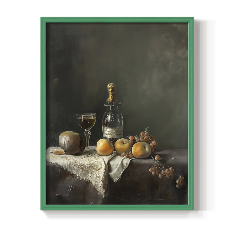 Reproduction encadrée FLORAL Series DCCxxiii - bois massif, H 15 po x l 12 po, Vert