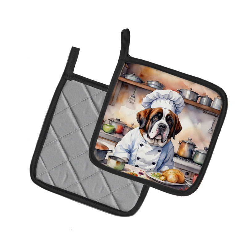 Caroline's Treasures The Dog Chef Polyester Potholder Set