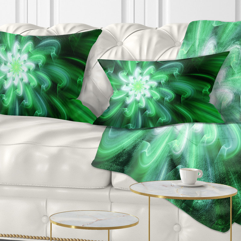Grand pétales de fleurs exotiques vertes - Coussin décoratif imprimé floral