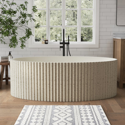 67" x 31" Freestanding Bathtub Solid Surface Soaking Tub