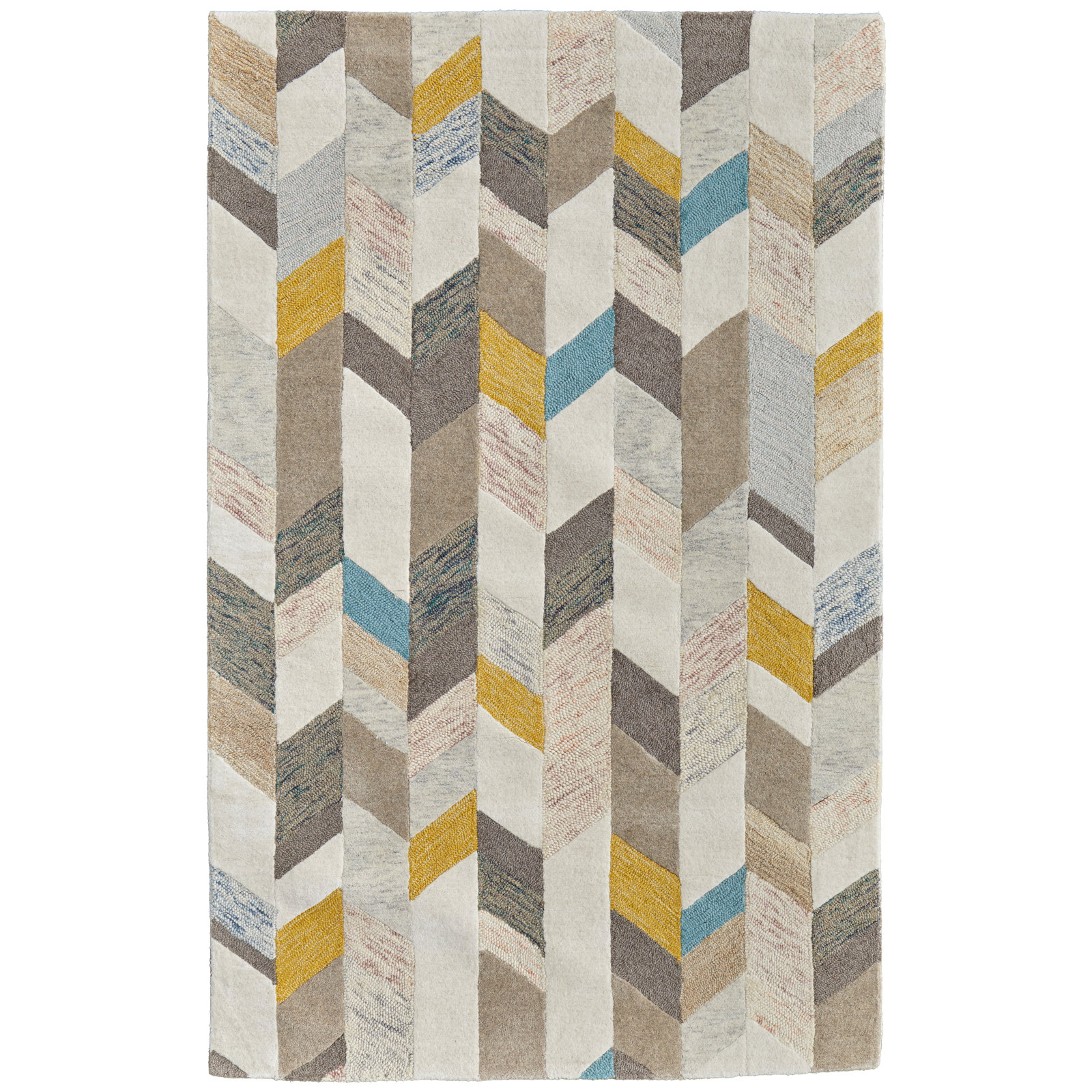 Binada Blue Gray Hand-Tufted Chevron Rug, Rectangle 2' x 3'