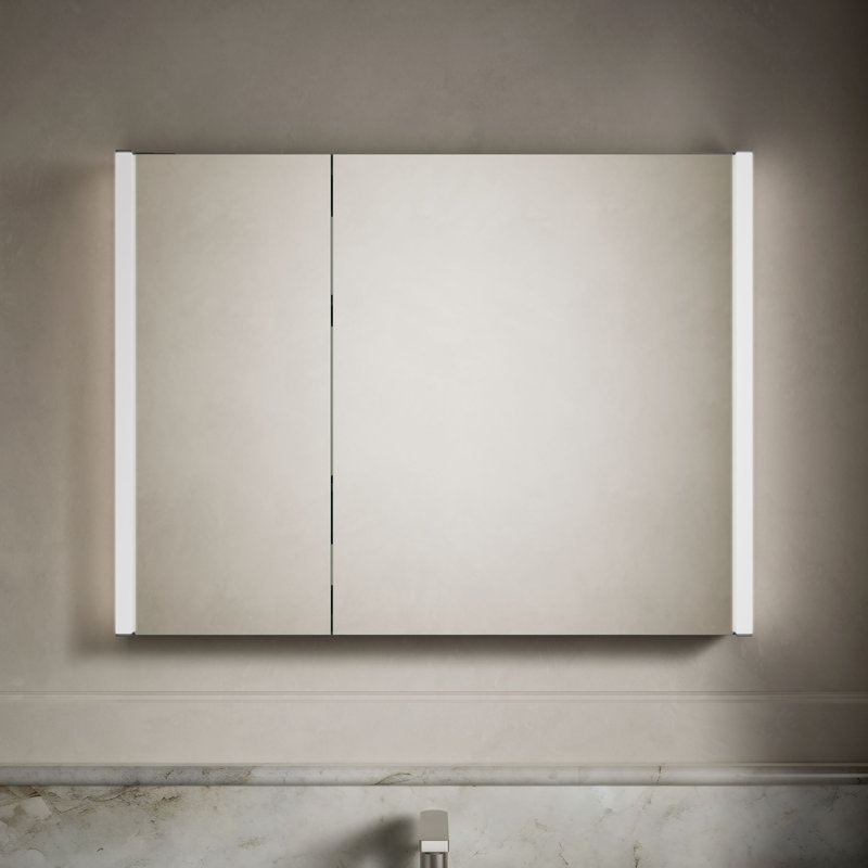 Maxstow Surface Mount Frameless Medicine Cabinet with LED Lighting, 24" H x 32" W x 3.87" D, Horizontal
