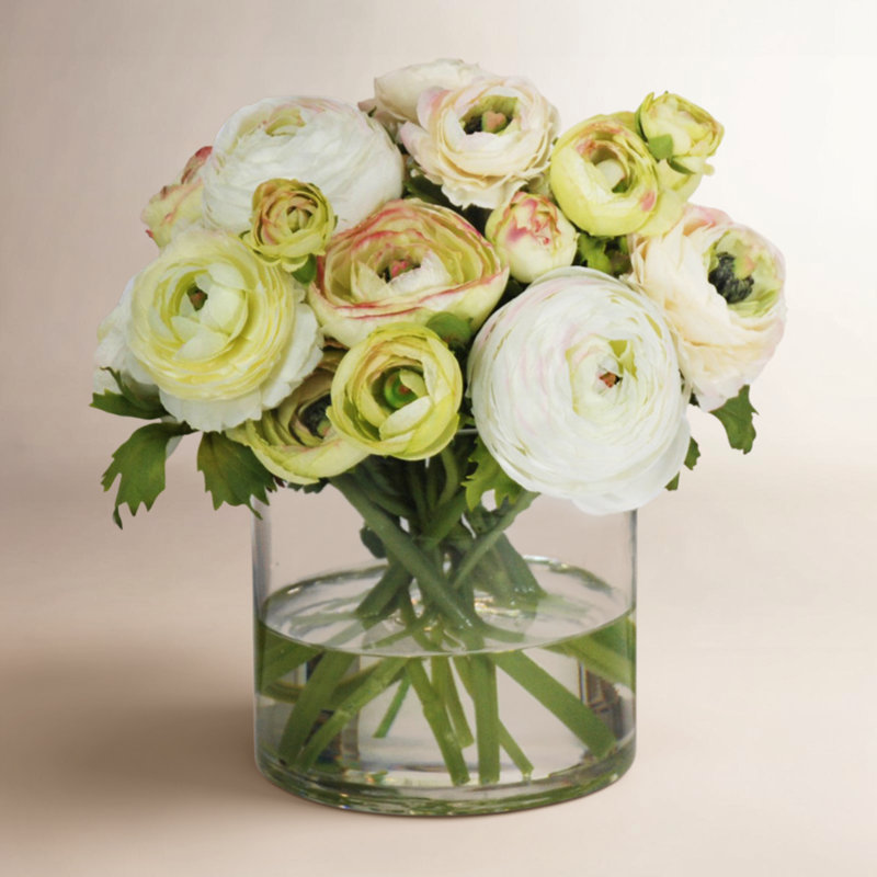 Faux Silk Ranunculus Arrangement in Vase