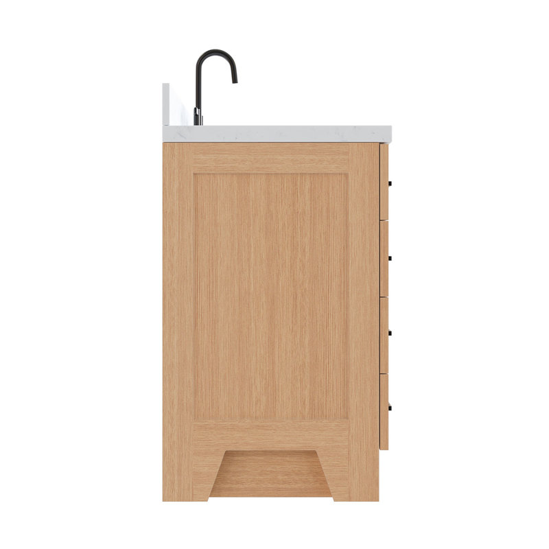 43 IN.  Single Bathroom Vanity, Left, Oval, Natural Oak