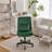 Green Velvet Criss Cross Armless Office Chair With Wheels - Versatile For Home Office, Meditation & Makeup