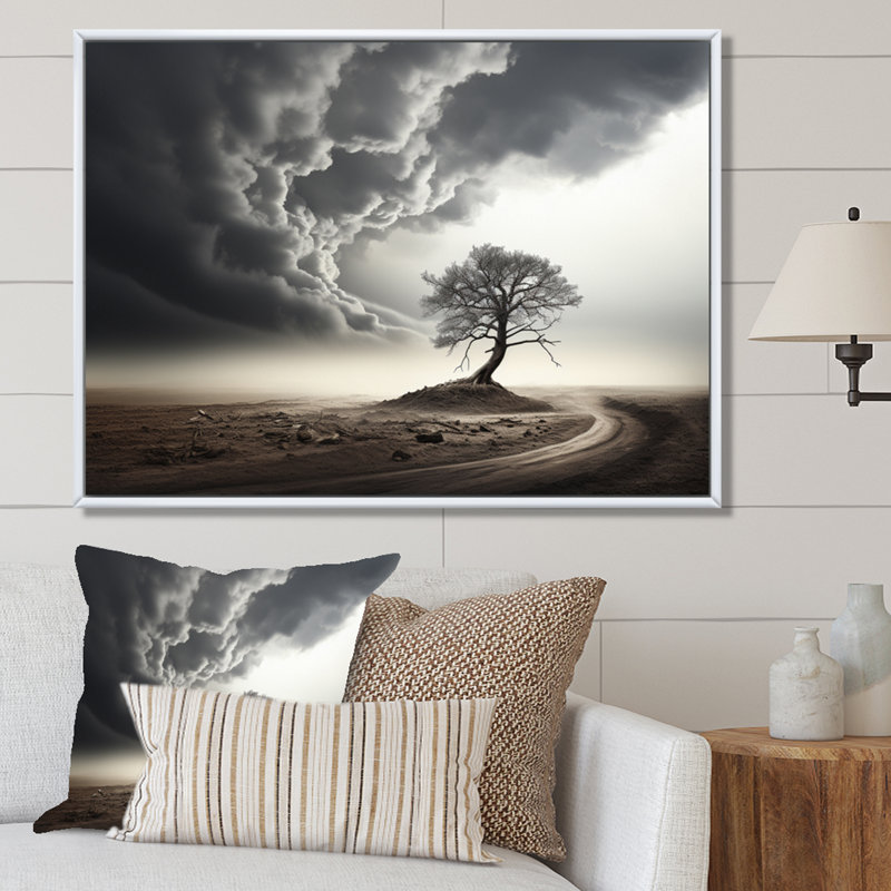 Storm Tornado Impression - Landscapes Wall Art Prints, Cadre flottant blanc, H 30 po x l 40 po x P 1,5 po