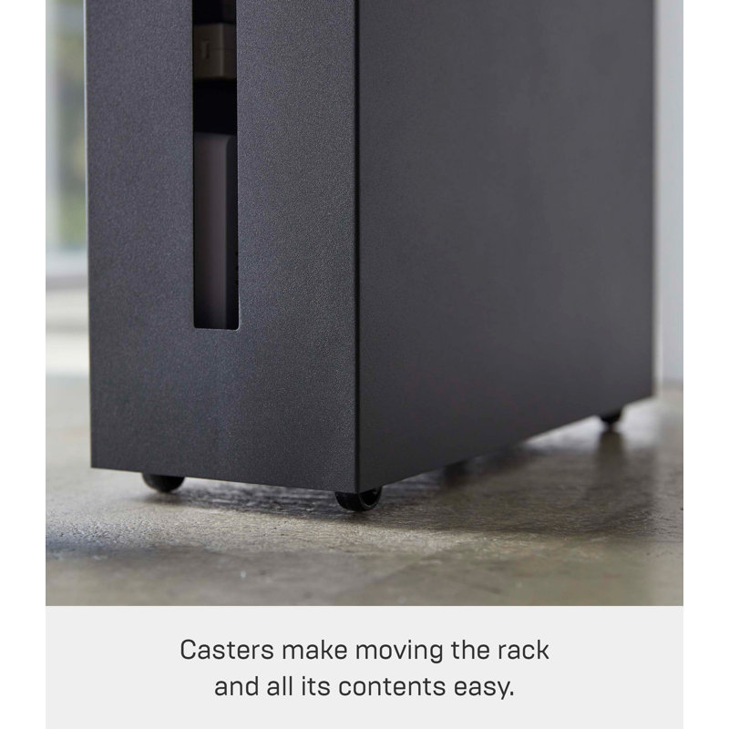 Black Steel Rolling Cable Management Box with Wheels
