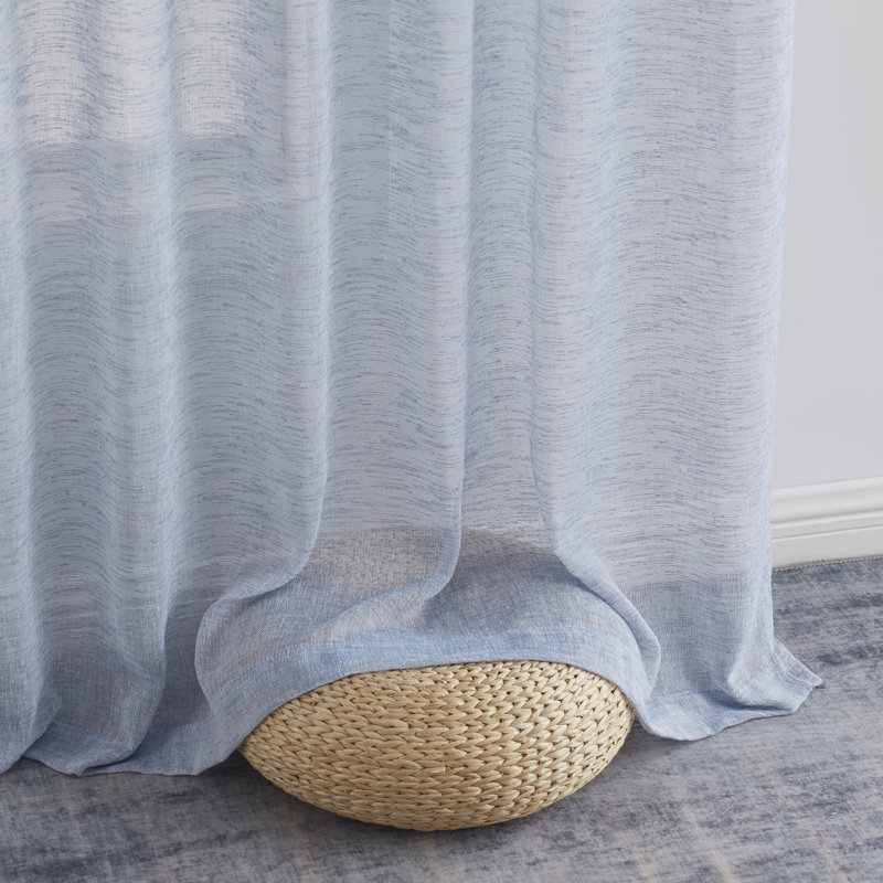 Hailey Faux Linen Sheer Curtain Panels, 54" W x 84" L, Dusty Blue