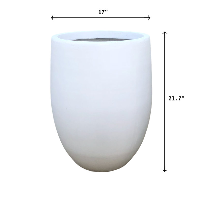 Pot à fleurs en béton Gethsemane, Blanc pur, H 21,7 po x l 17 po x P 17 po