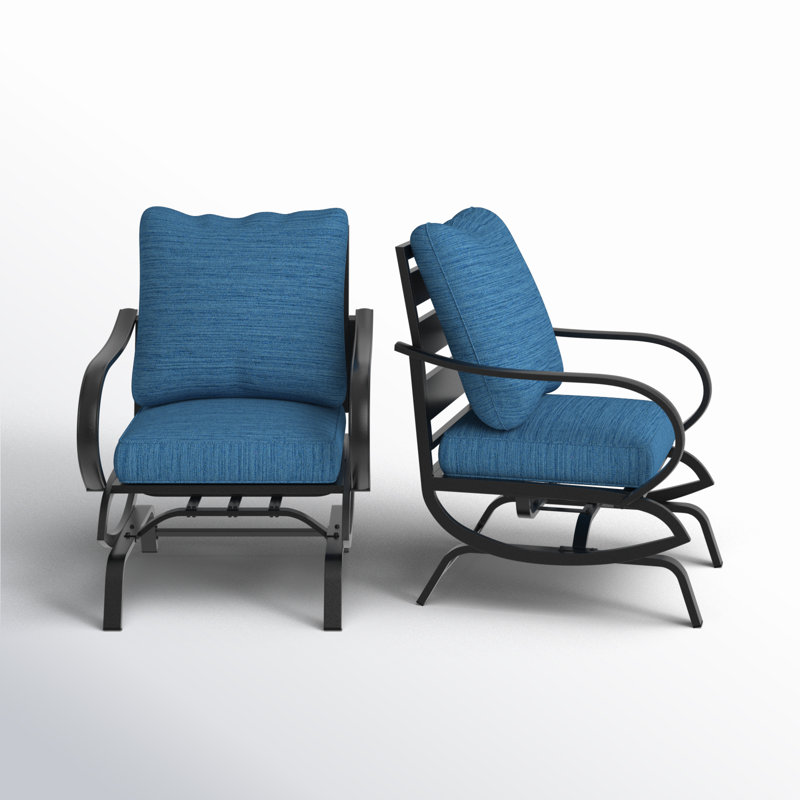 Chaise longue berçante en métal avec coussins Argirios (ensemble de 2), Bleu paon
