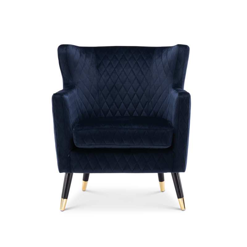 Ghita Velvet Wingback Chair, Navy Blue