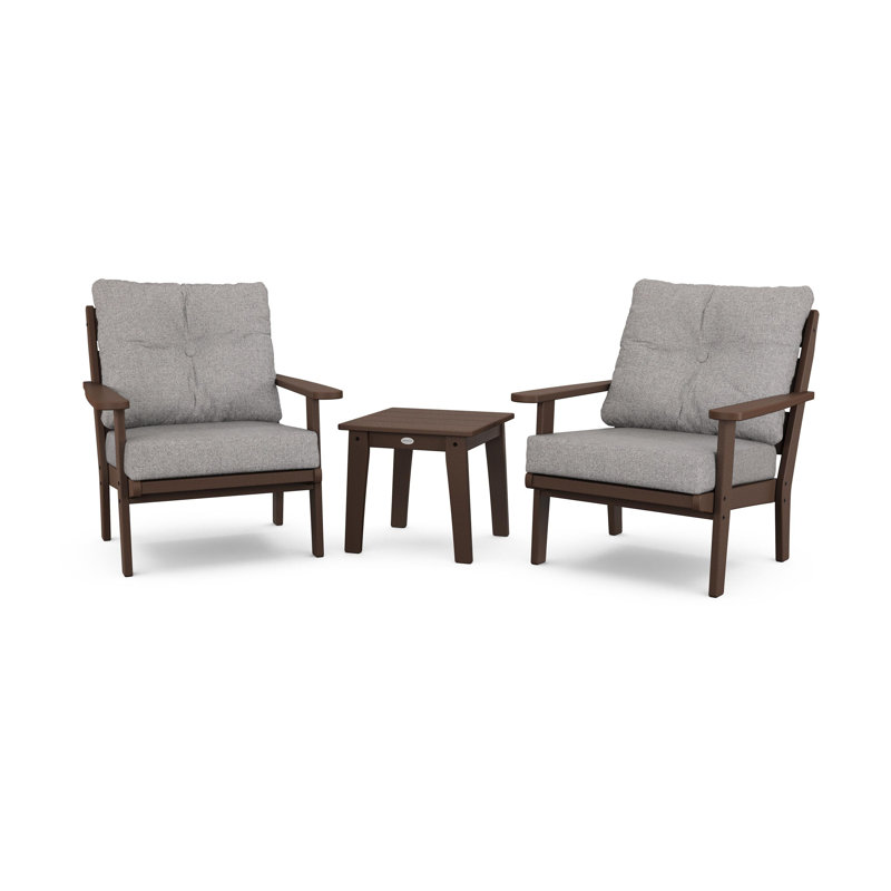 Lakeside 3-Piece Deep Seating Chair Set, Mahogany, Grey Mist