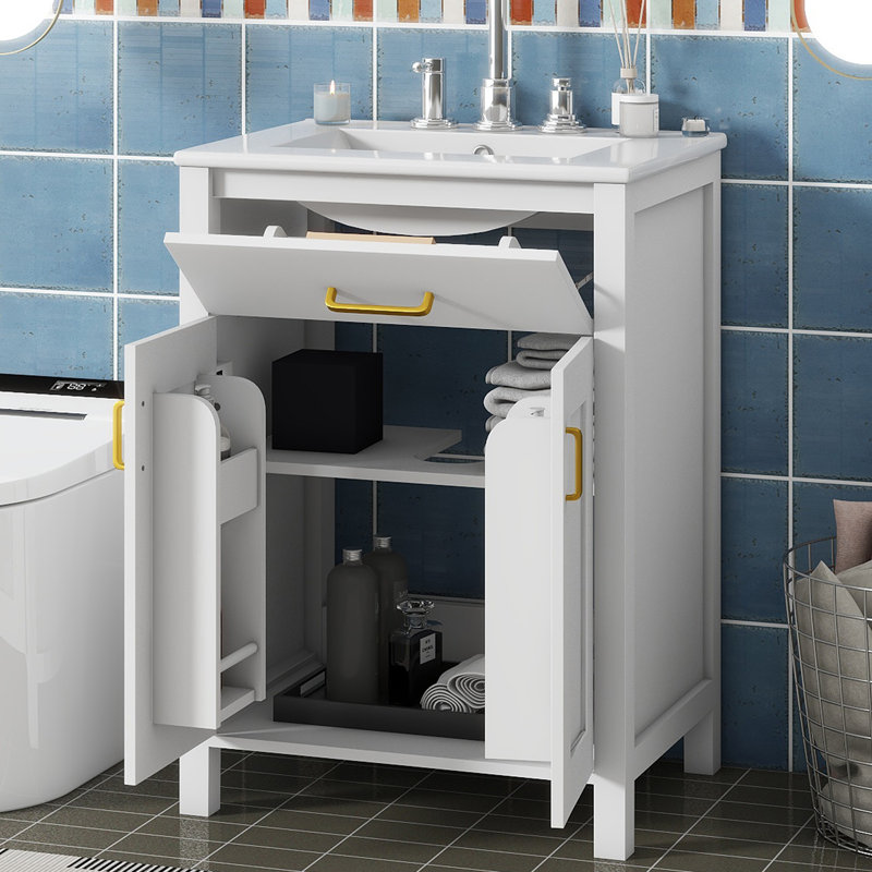 Babig 24.2'' Single Bathroom Vanity with Ceramic Top