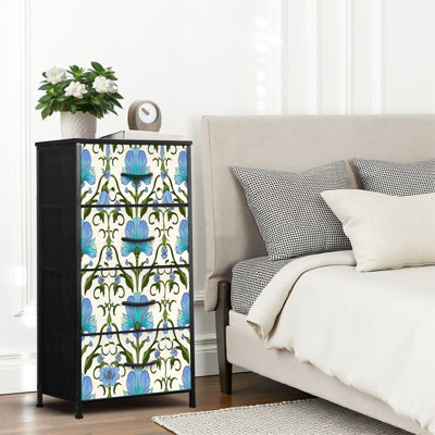 4 Drawer Dresser for Bedroom, Narrow Chest of Drawers, Wooden Top and Study Iron Frame 18"x37.5"-(WxH)