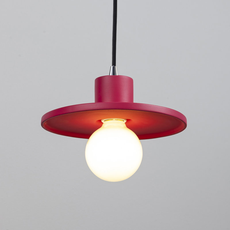 Pendentif Marlena à une seule soucoupe, Cerise, Chrome poli
