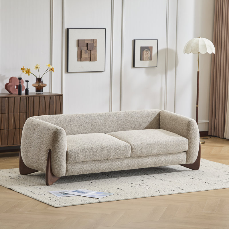 Canapé Rhudine Boucle, H 27 po x l 82,75 po x P 32 po, 3, Amande