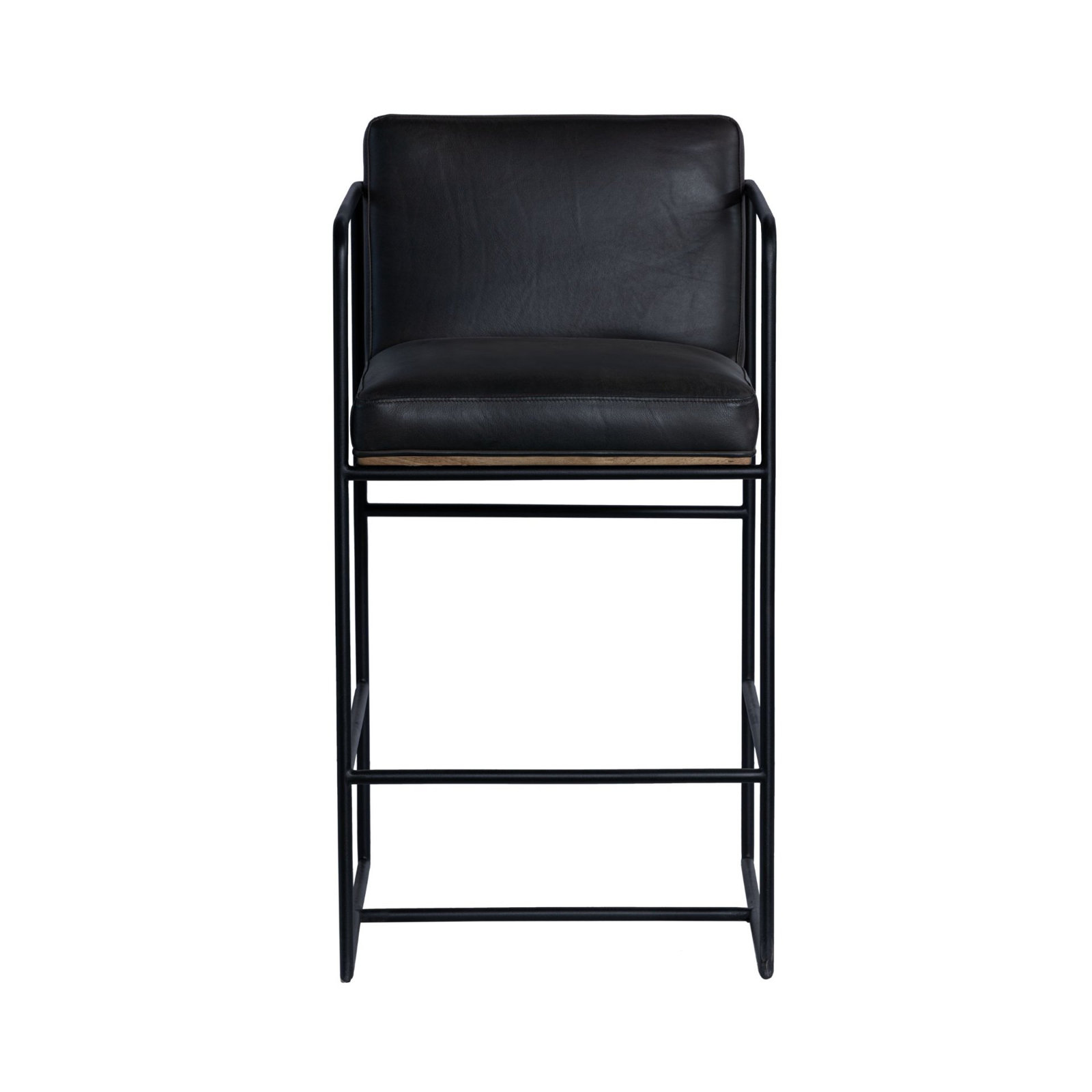Sidney Genuine Leather Bar & Counter Stool, Counter Stool (26” Seat Height), Black