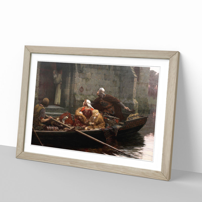 In Time of Peril by Edmund Leighton - Picture Frame Painting, Oak, 36cm H x 48cm W x 2cm D