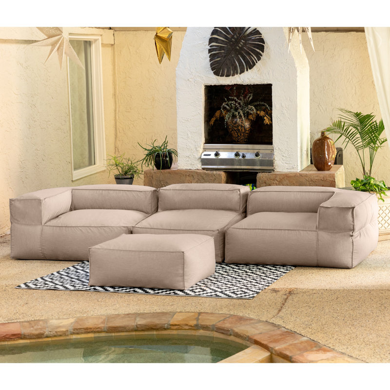 Maretta 136'' Wide U-Shaped Patio Sofa, Petal