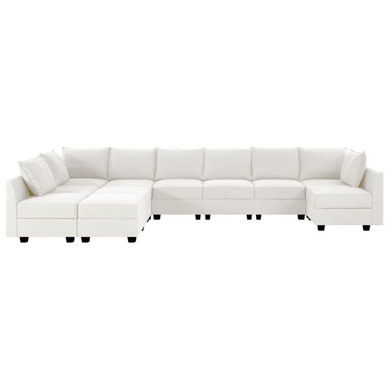 Canapé modulaire Zoriyah, Duvet blanc 100% lin