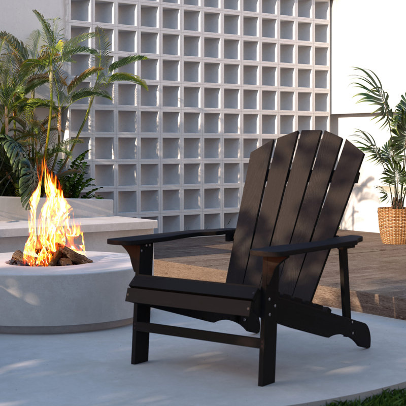 Chaise Adirondack en bois pour jardin extérieur, Noir