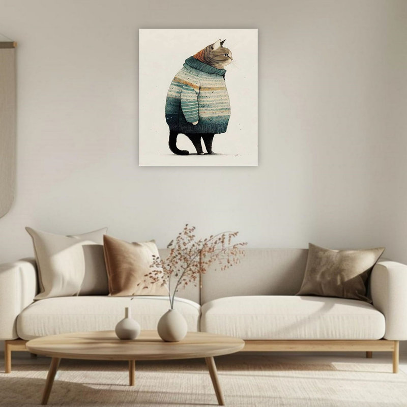 Art mural fantaisiste sur toile rayée 24 po x 36 po