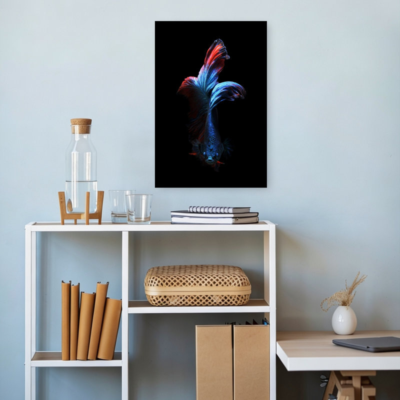Majestic Betta Flow Colorful Elegant Serene Fish Portrait Tropical Wall Art Print 1 Piece Wrapped Canvas Wall Art