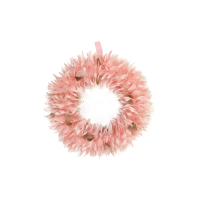 Couronne de plumes rose suspendue