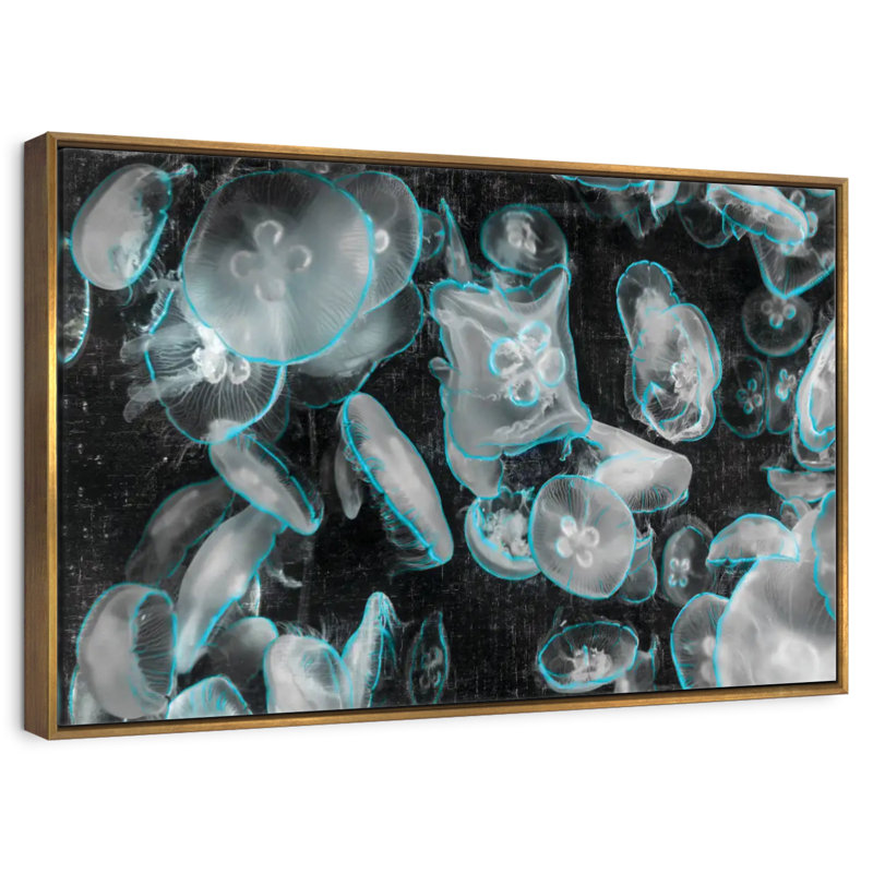 Méduse Pop, Cadre flottant doré, 37 po x 25 po