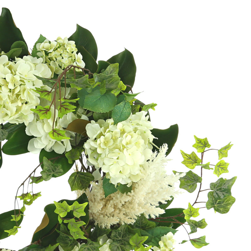 28" Hydrangea, Pampas And Ivy Wreath